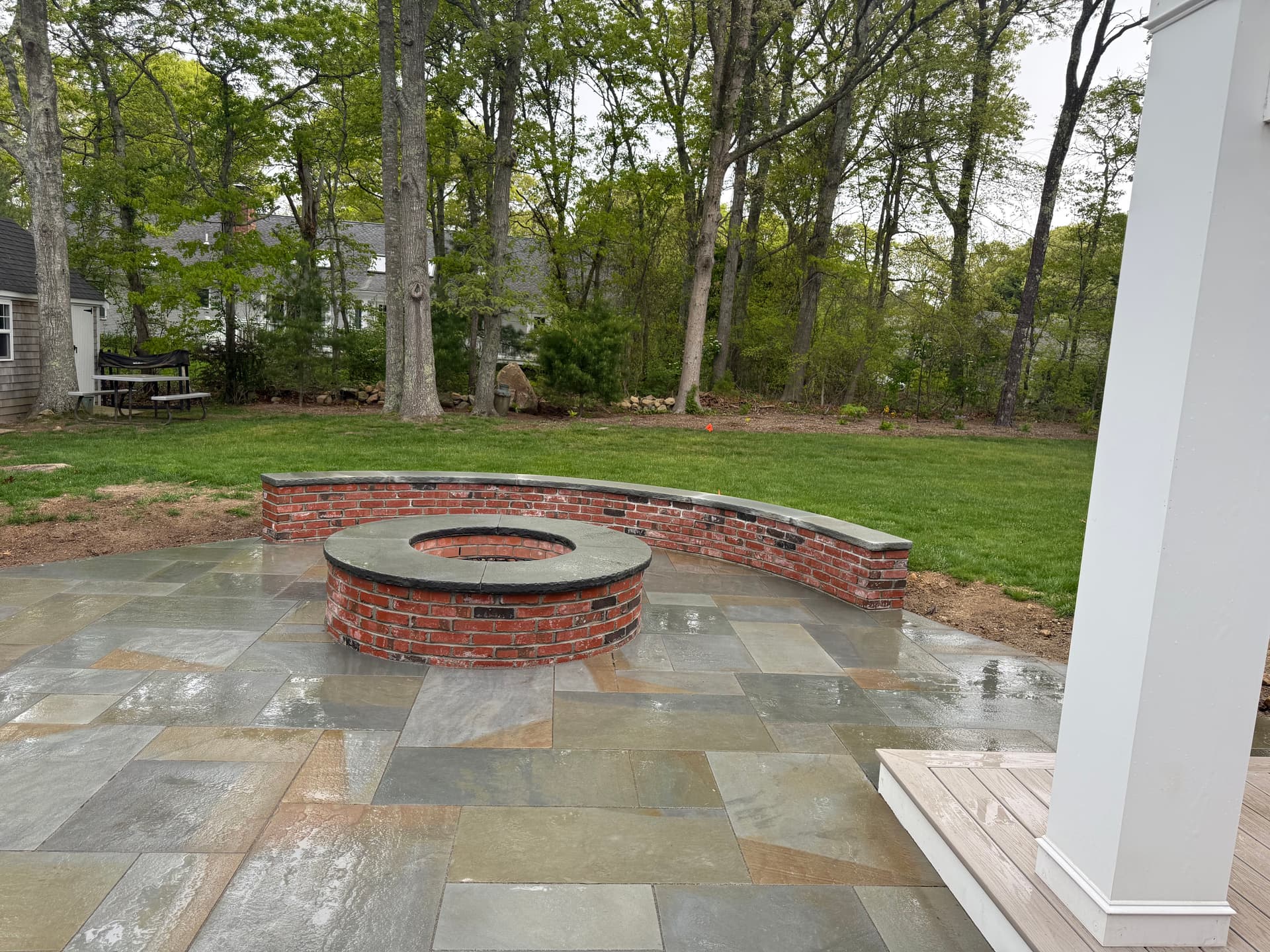 Gallery photos for Cape Cod Bluestone Patio with Fire Pit and Outdoor Kitchen: Image #2