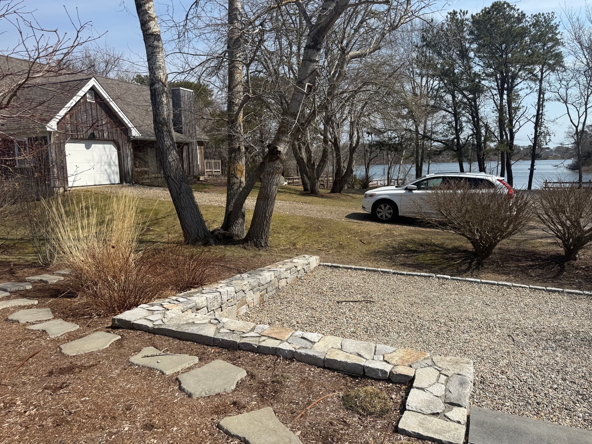 Gallery photos for Stone Retaining Wall and Driveway Upgrade in Dennis: Image #1