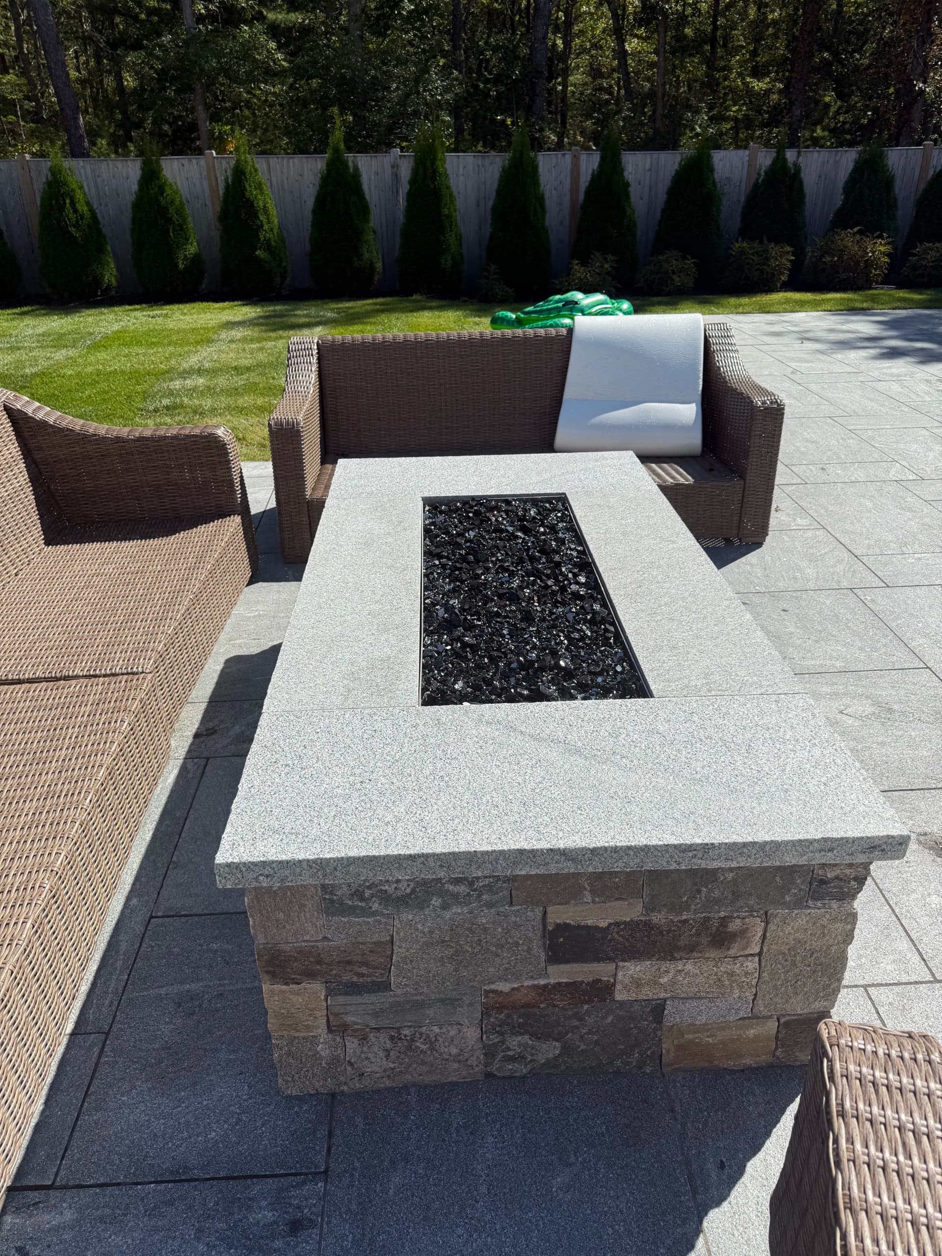 Gallery photos for Gas Fire Pit Build with Stone Veneer and Granite Top: Image #1