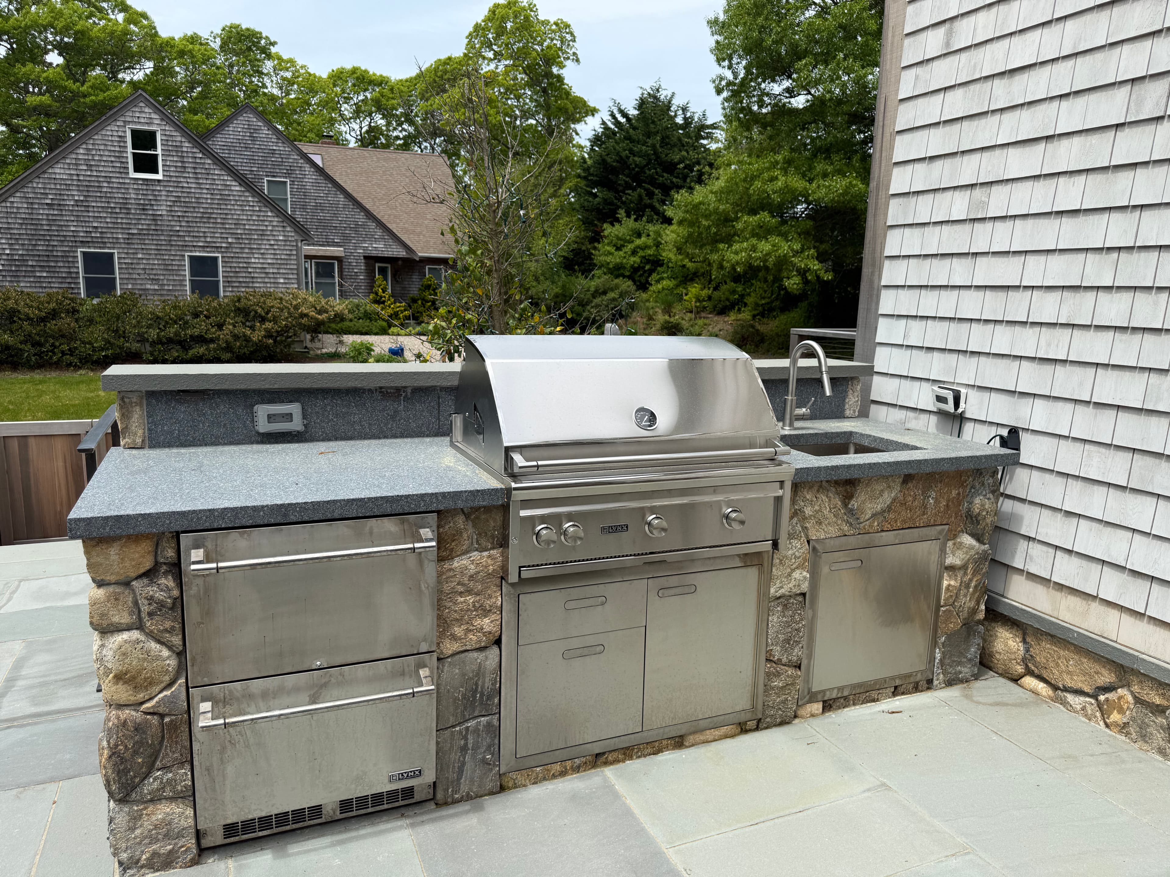 Project Cape Cod Outdoor Kitchen Built with Fieldstone and Lynx Appliances image