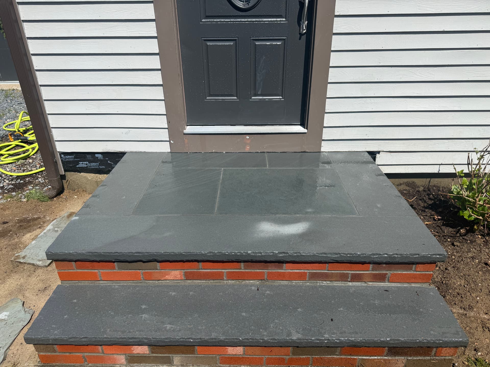 Thermal Bluestone and Brick Riser Front Steps on Cape Cod image