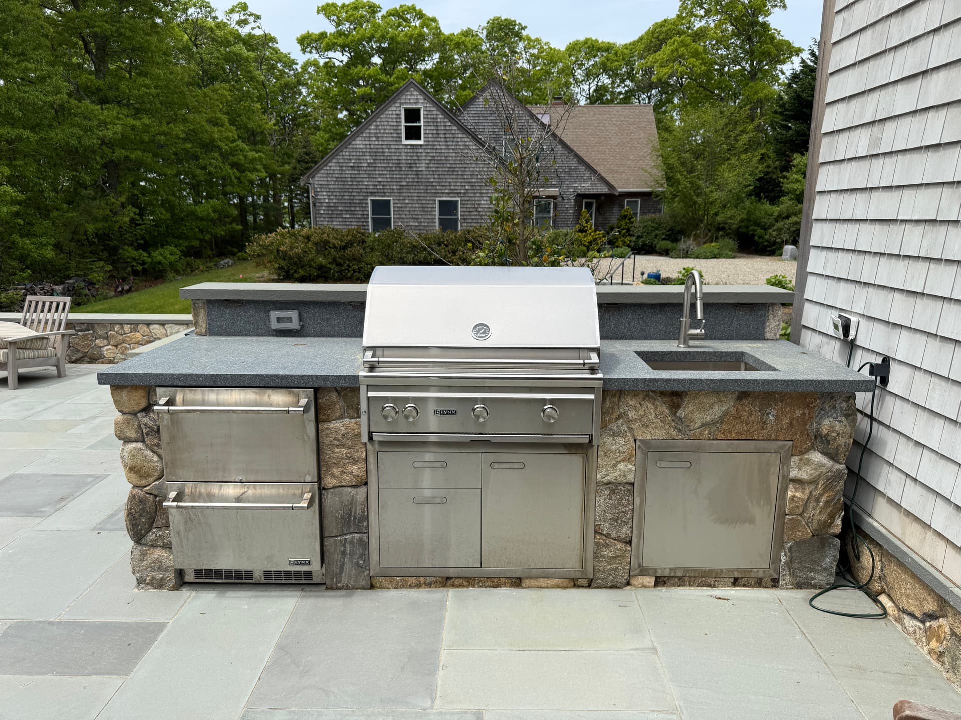 Gallery photos for Cape Cod Outdoor Kitchen Built with Fieldstone and Lynx Appliances: Image #1