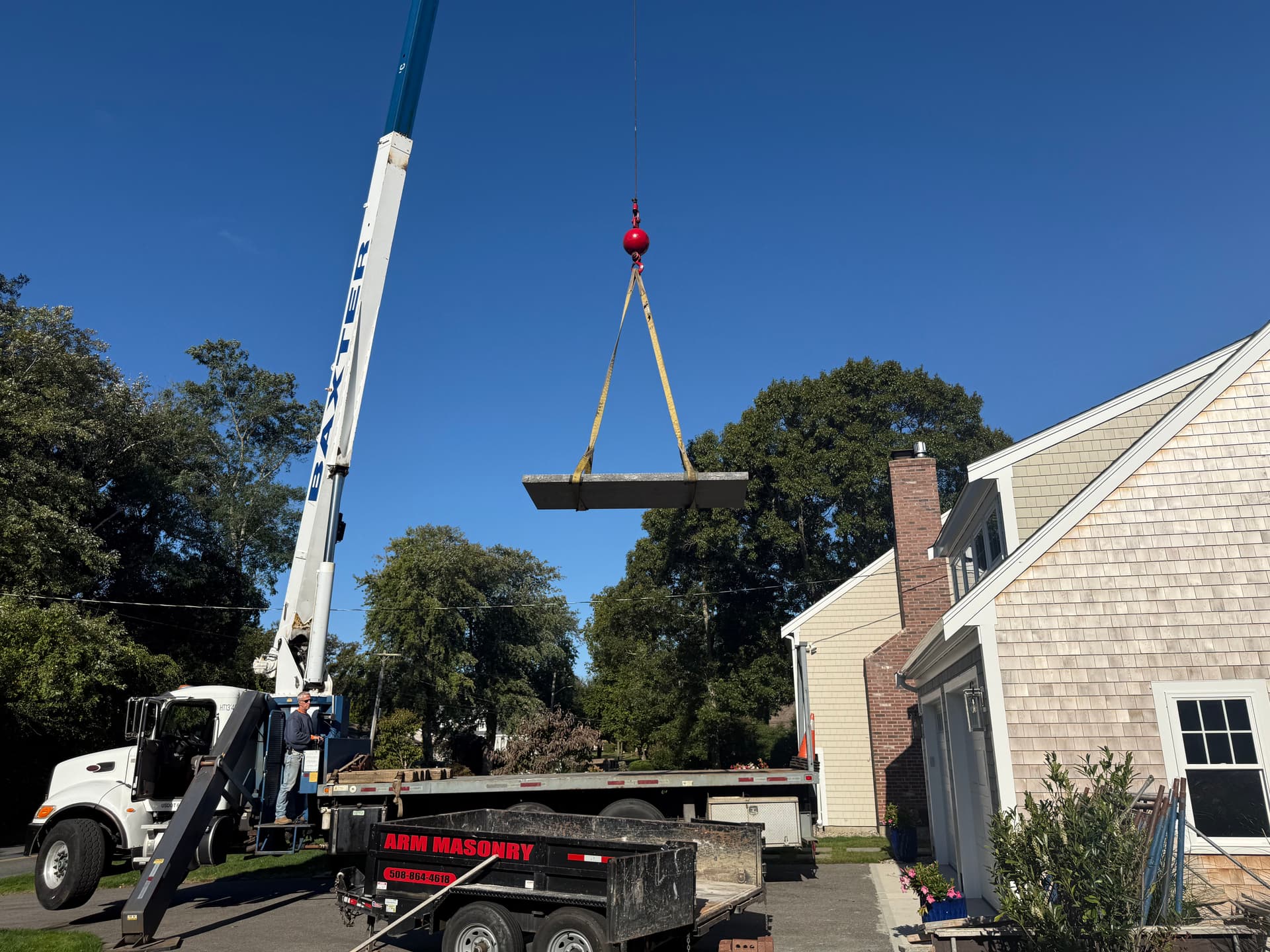 Gallery photos for Custom Stone Chimney Build with Granite Cap in Dennis MA: Image #1